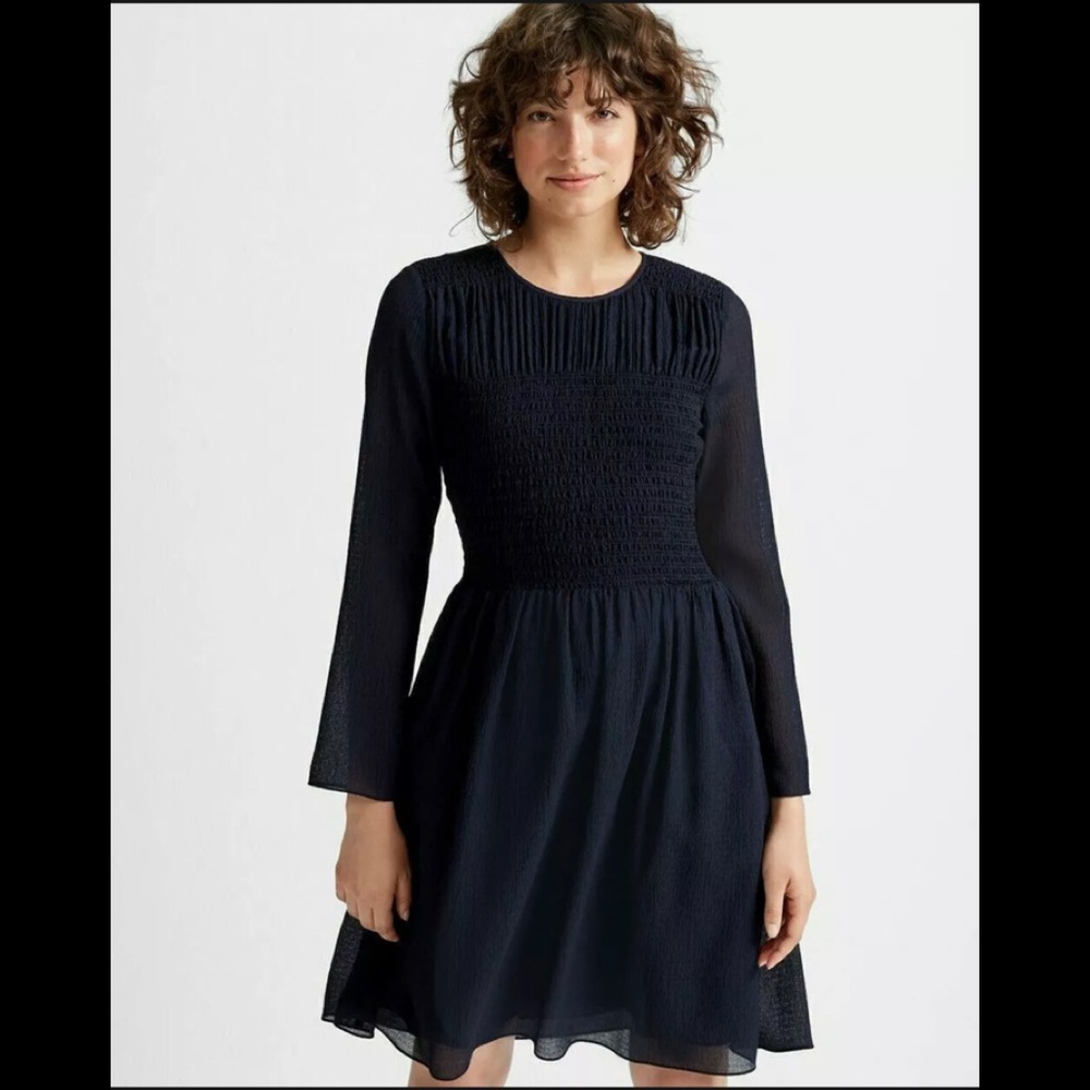 NWT Club Monaco Women's Smocked Long Sleeve Dress Sz 2